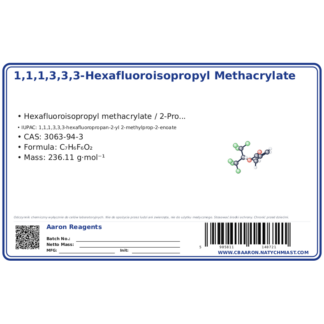 1,1,1,3,3,3-Hexafluoroisopropyl Methacrylate, CAS 3063-94-3 — etykieta produktu chemicznego