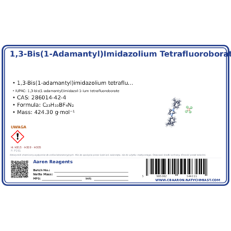 1,3-Bis(1-adamantyl)imidazolium tetrafluoroborate, CAS 286014-42-4 — etykieta produktu chemicznego