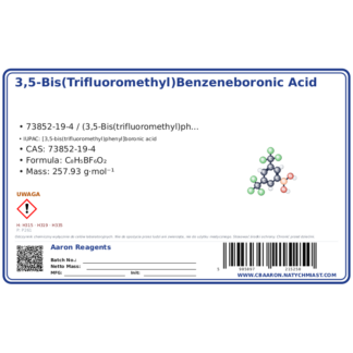 3,5-Bis(trifluoromethyl)benzeneboronic acid, CAS 73852-19-4 — etykieta produktu chemicznego