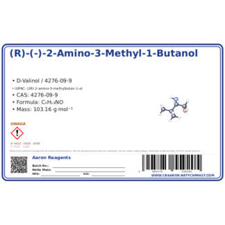 (R)-(-)-2-Amino-3-methyl-1-butanol, CAS 4276-09-9 — etykieta produktu chemicznego